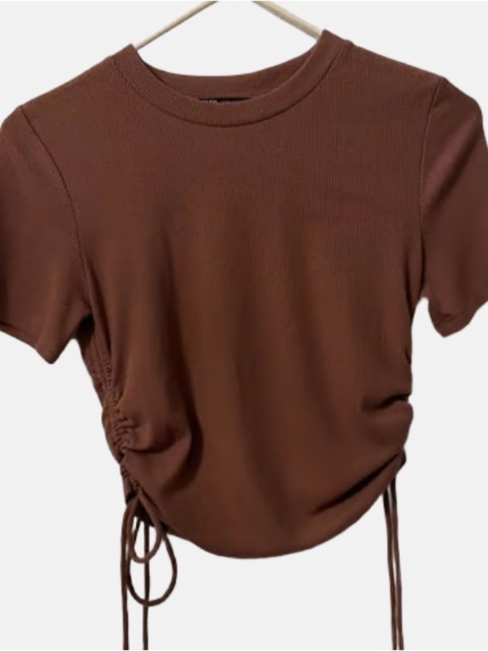 Dusty Rose Ruched Side Crop Tee - Women Tops